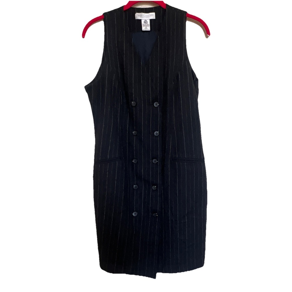 Vintage Valerie Steven's 100% Wool Black Sweater Dress Button Down